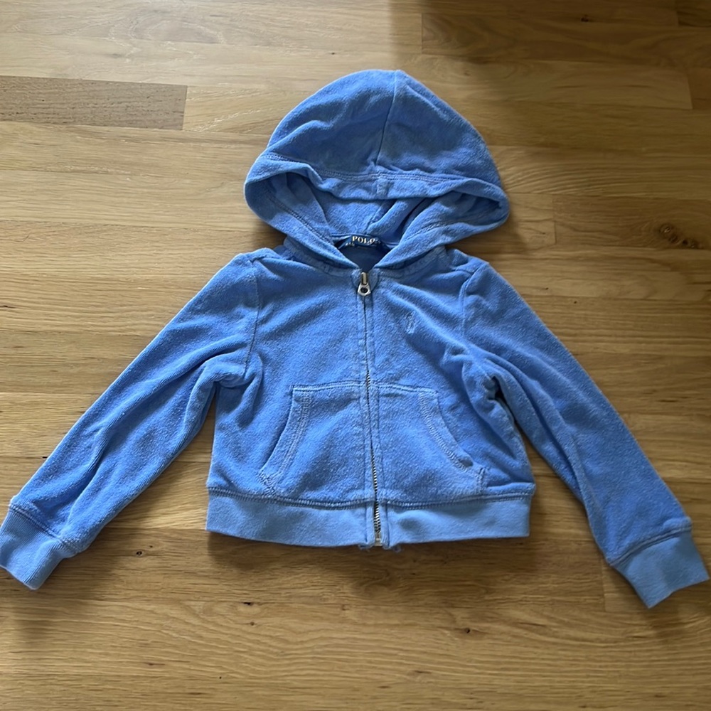 Blue terry ralph Lauren polo zipped hoodie size 3T